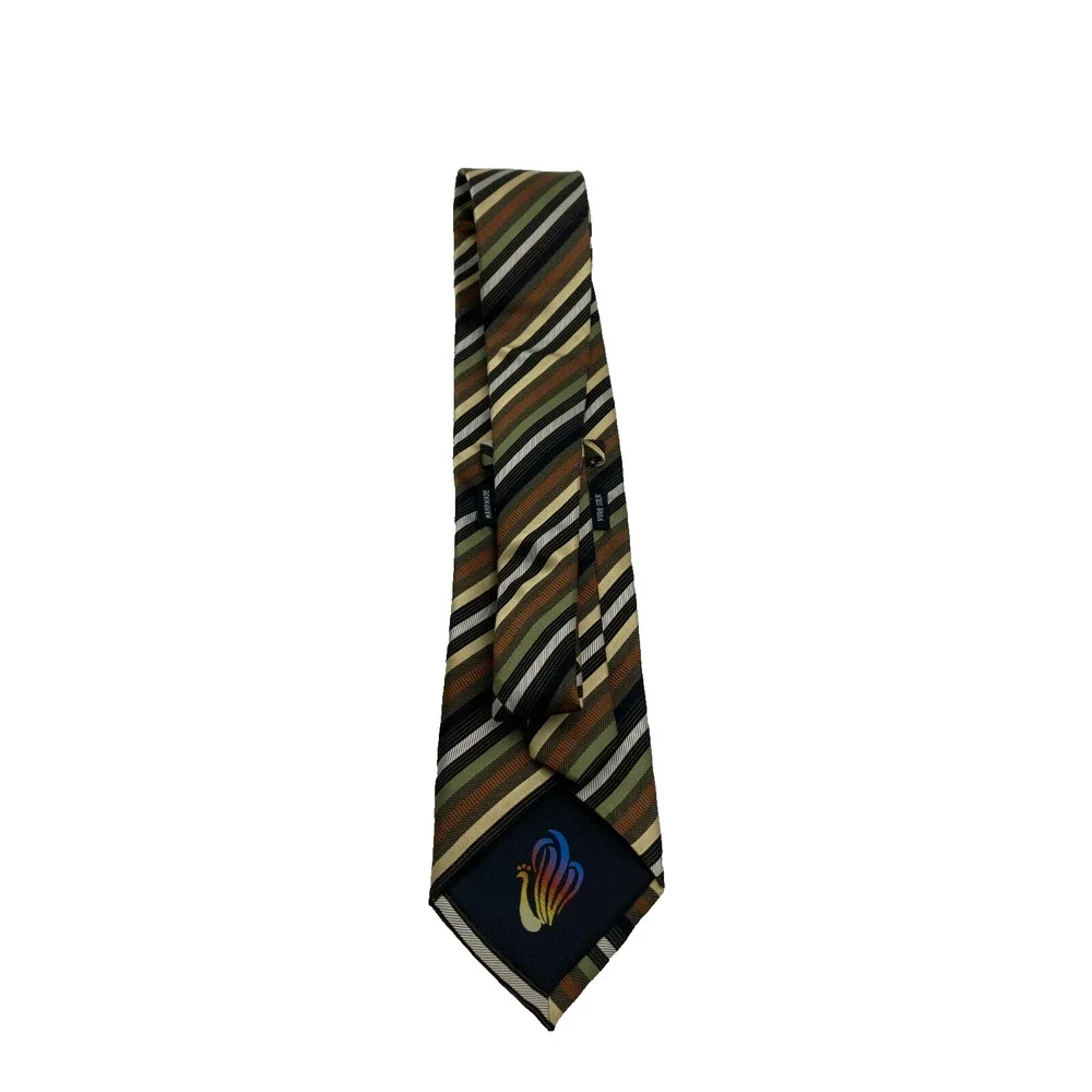 Peacock Luxury Tie Multicolor Striped Woven Silk‎ Necktie Hand Made L56 W3.75
